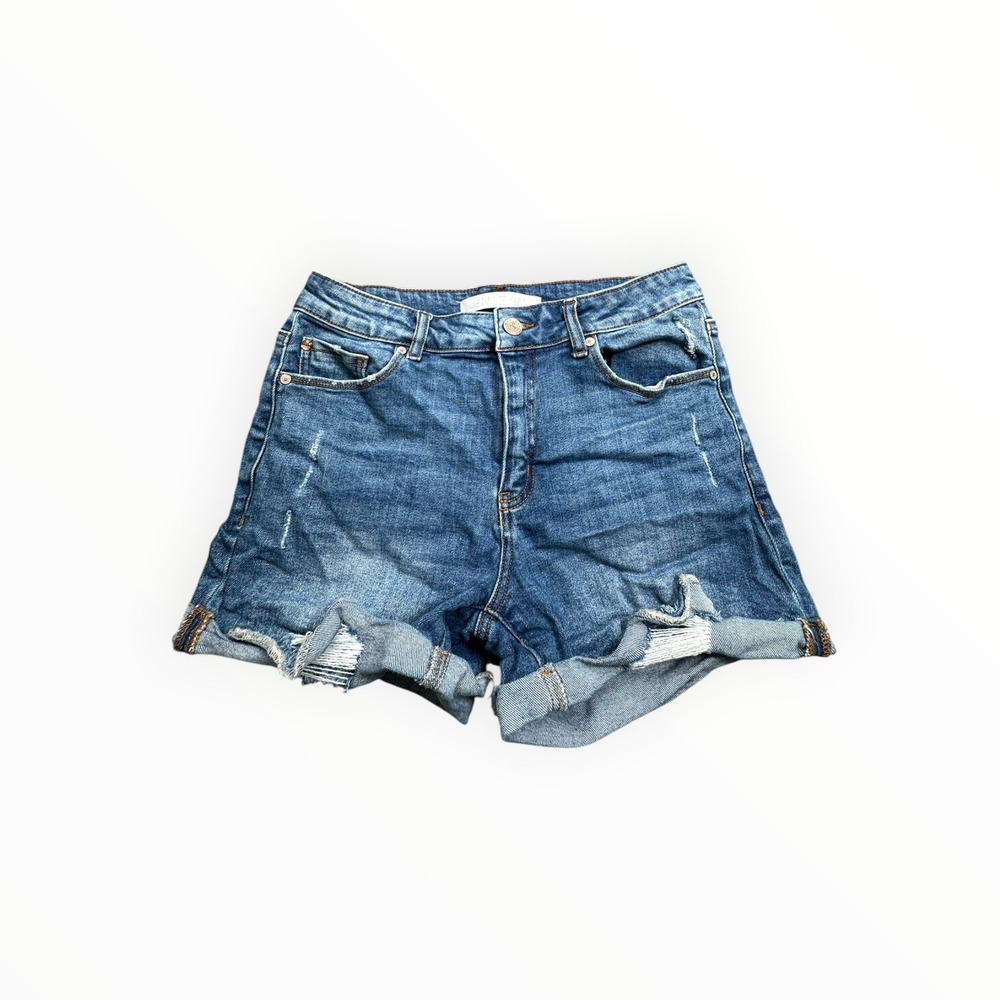 Enjean Denim Shorts Womens L Medium ESP3510‎ High Waisted Distressed Cuffed Blue